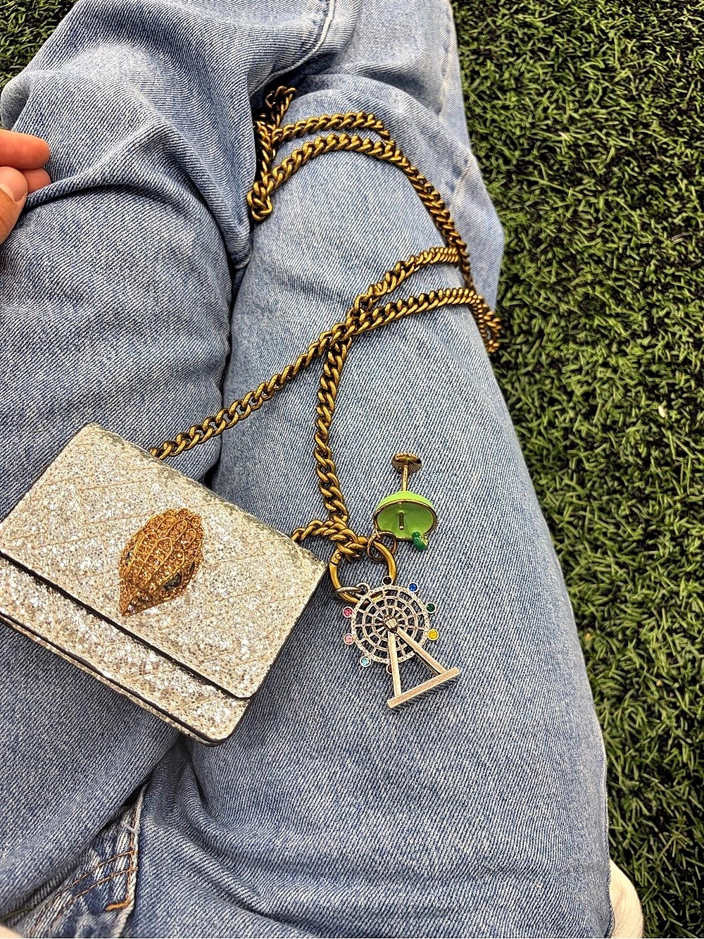 Kurt Geiger London Micro Kensington Crossbody Bag Silver & Gold
